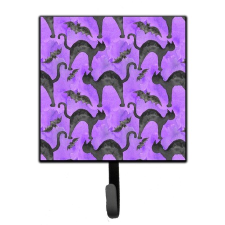 Carolines Treasures Watecolor Halloween Black Cats on Purple Leash or Key Holder, 4.25 x 1 x 7 in. BB7528SH4